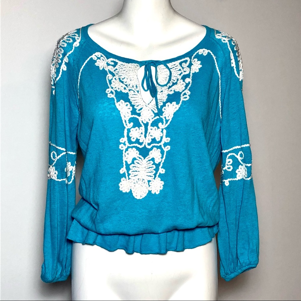 Cache Stunning Bright Turquoise Top Small - image 1